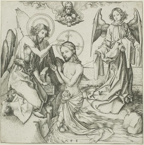 The Baptism of Christ by Martin Schongauer, print, 1475-1495