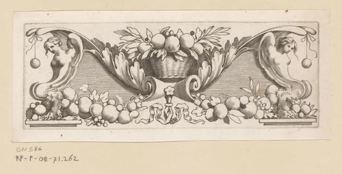 Vignet met fruit by Claude Mellan, print, 1639-1643