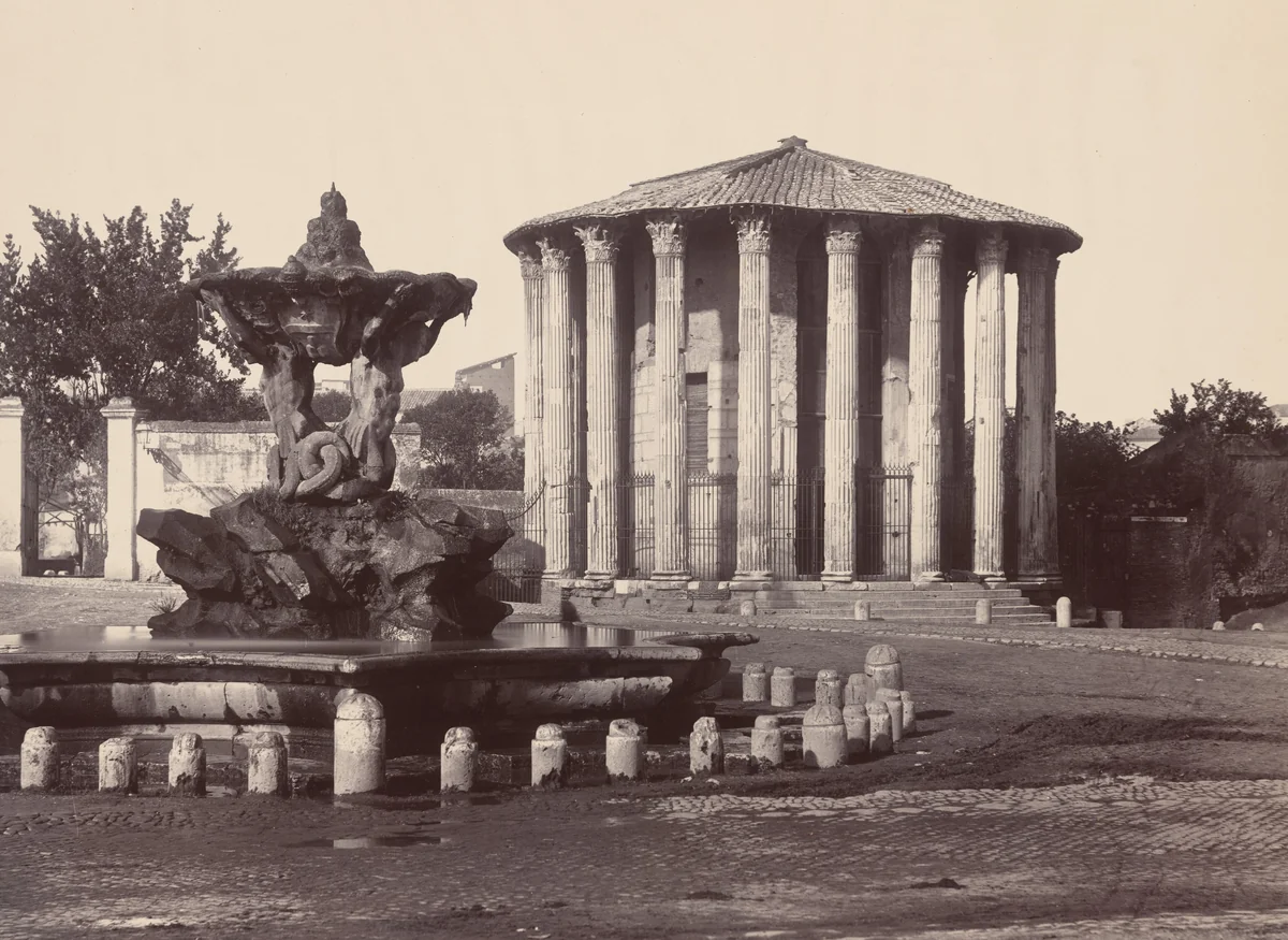 Temple of Vesta and Fountain, Rome by James Anderson, photograph, 1860-1869