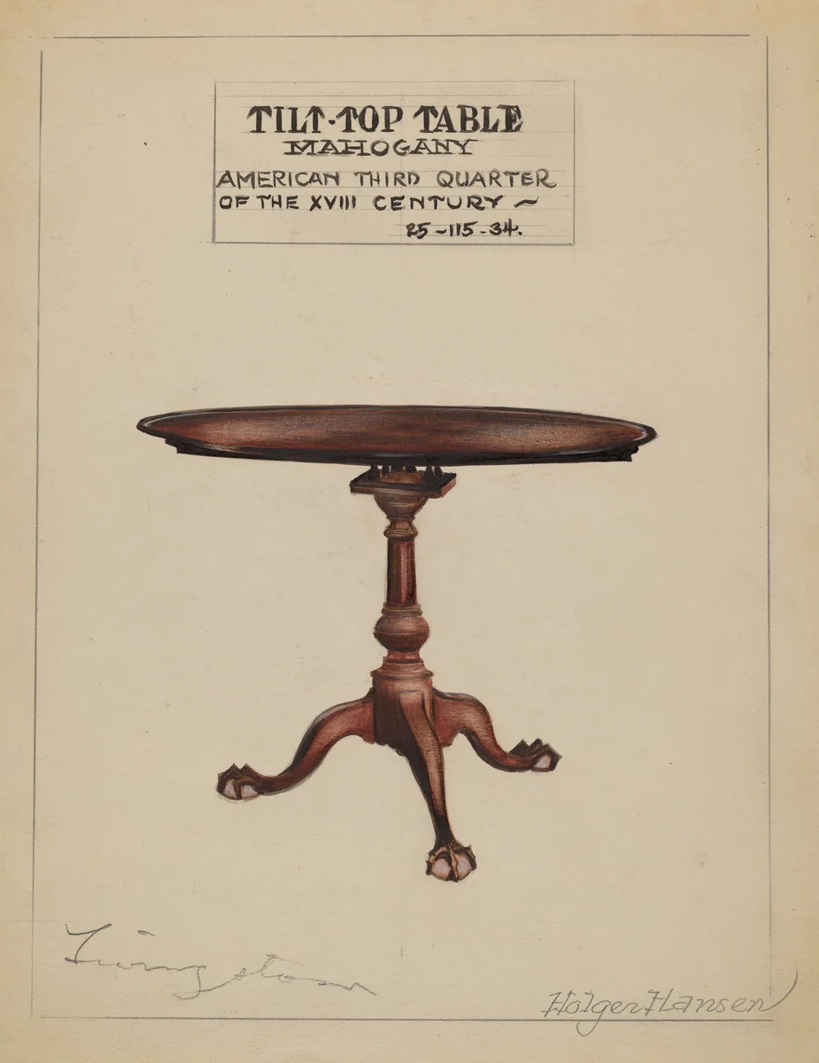 Tilt-top Table by Holger Hansen; Rolland Livingstone, index of american design, 1935-1942