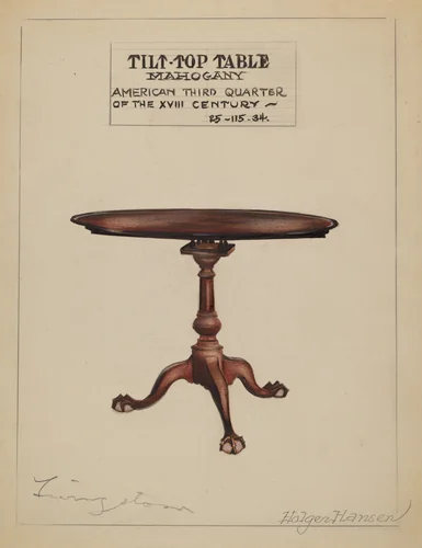 Tilt-top Table by Holger Hansen; Rolland Livingstone, index of american design, 1935-1942