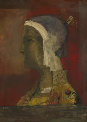 Symbolic Head by Odilon Redon, painting, 1885-1895