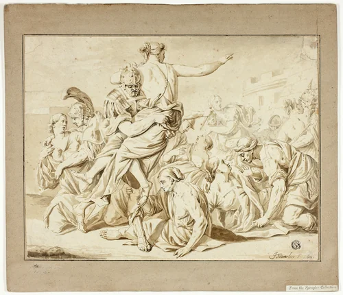 Rape of the Sabines by Jacob Toorenvliet, drawing, 1676-1686