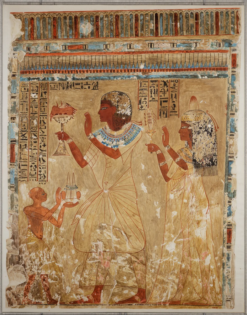 Neferhotep and Wife Offering, Tomb of Neferhotep by Nina de Garis Davies, artwork, -1327