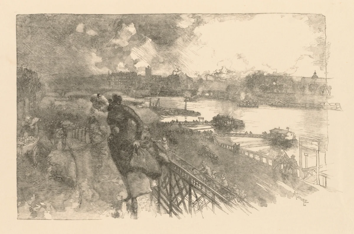 La Seine au Pont d'Austerlitz by Auguste Louis Lepère, print, 1866