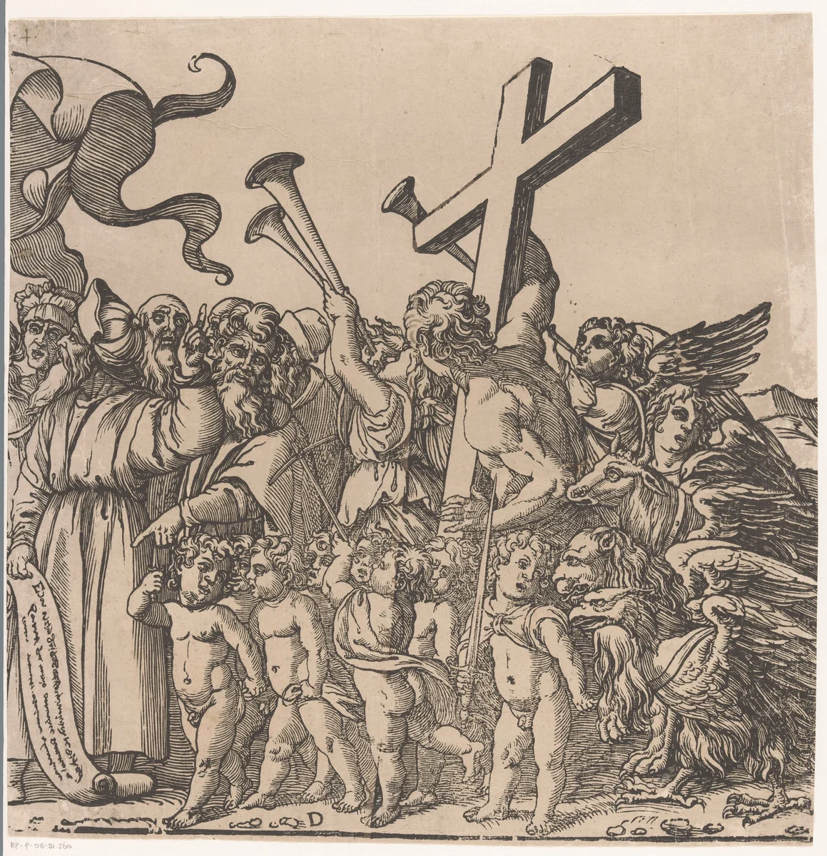 Triomf van Christus (vierde deel) by Andrea Andreani, print, 1568-1629
