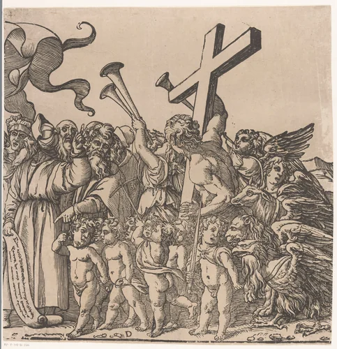 Triomf van Christus (vierde deel) by Andrea Andreani, print, 1568-1629