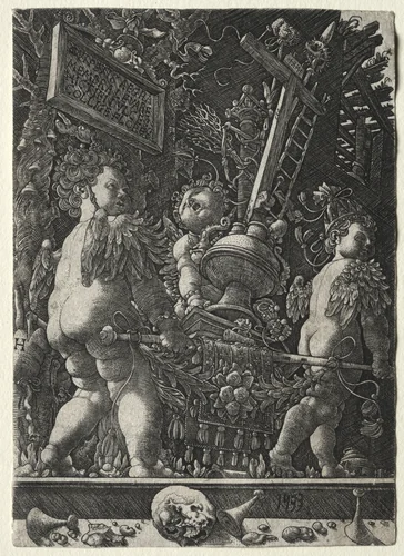Angels Carrying the Emblems of the Passion by Master H. L., print, 1533