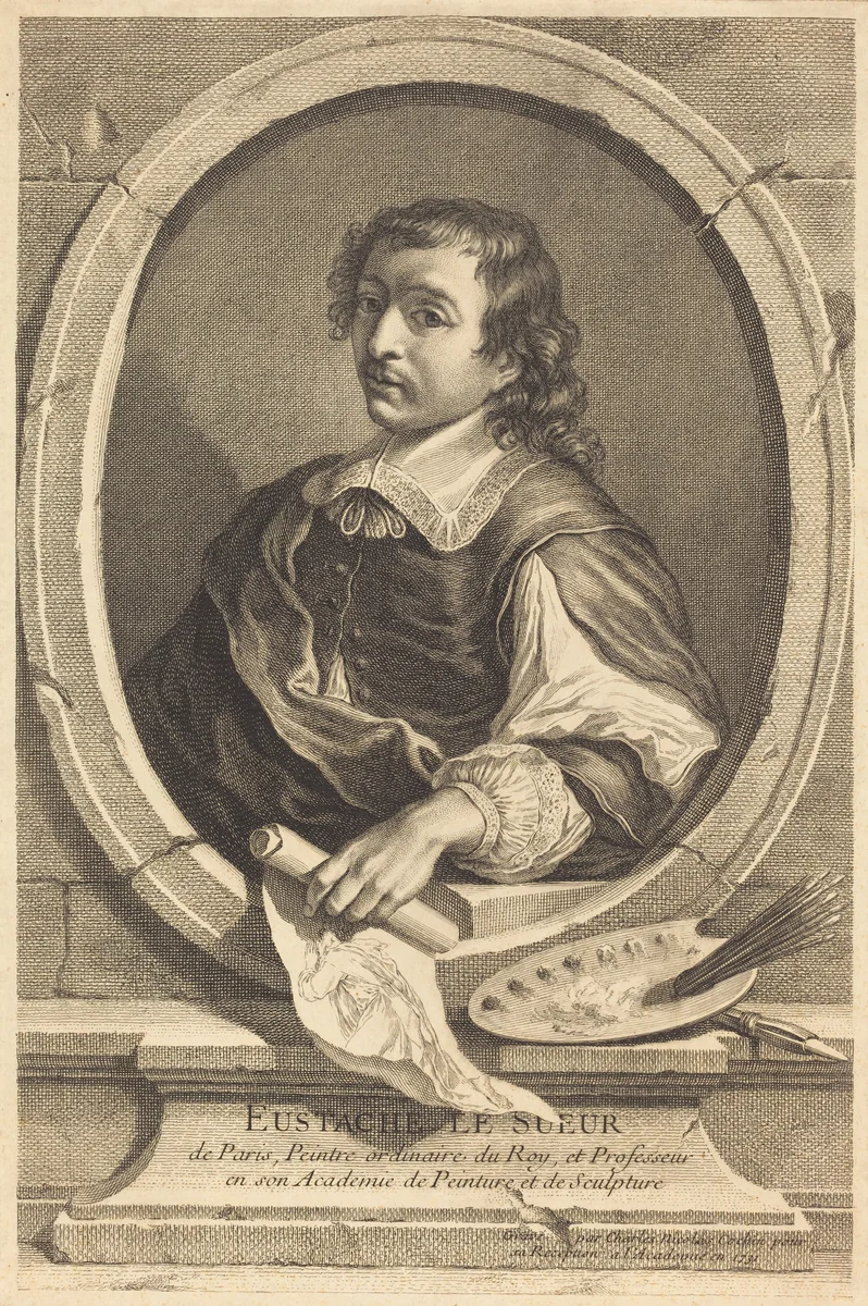 Eustache Le Sueur by Charles Nicolas Cochin I, print, 1731