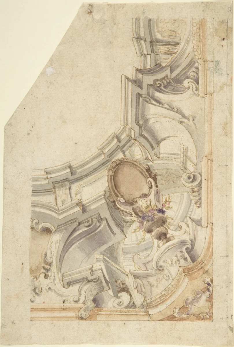 Design for the Corner of a Cove by anonymous, drawing, 1700-1780