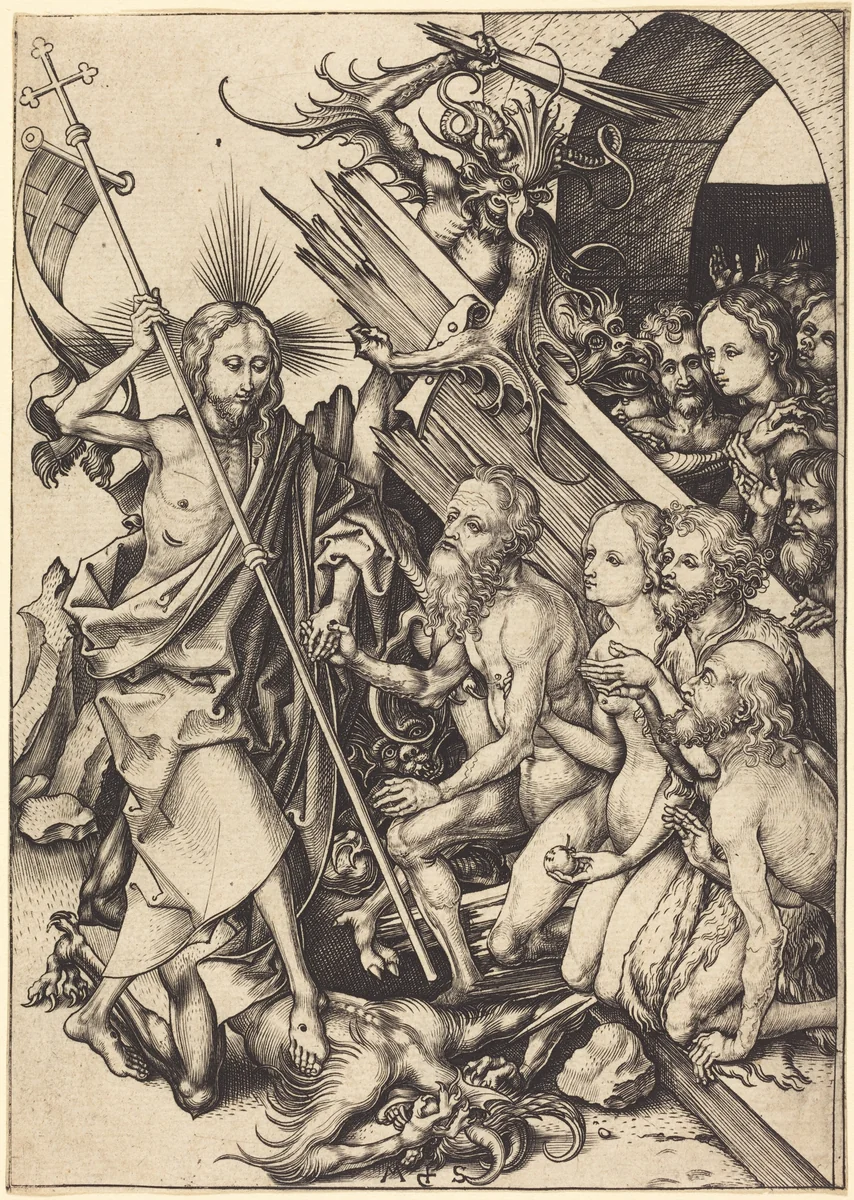 Christ in Limbo by Martin Schongauer, print, 1480