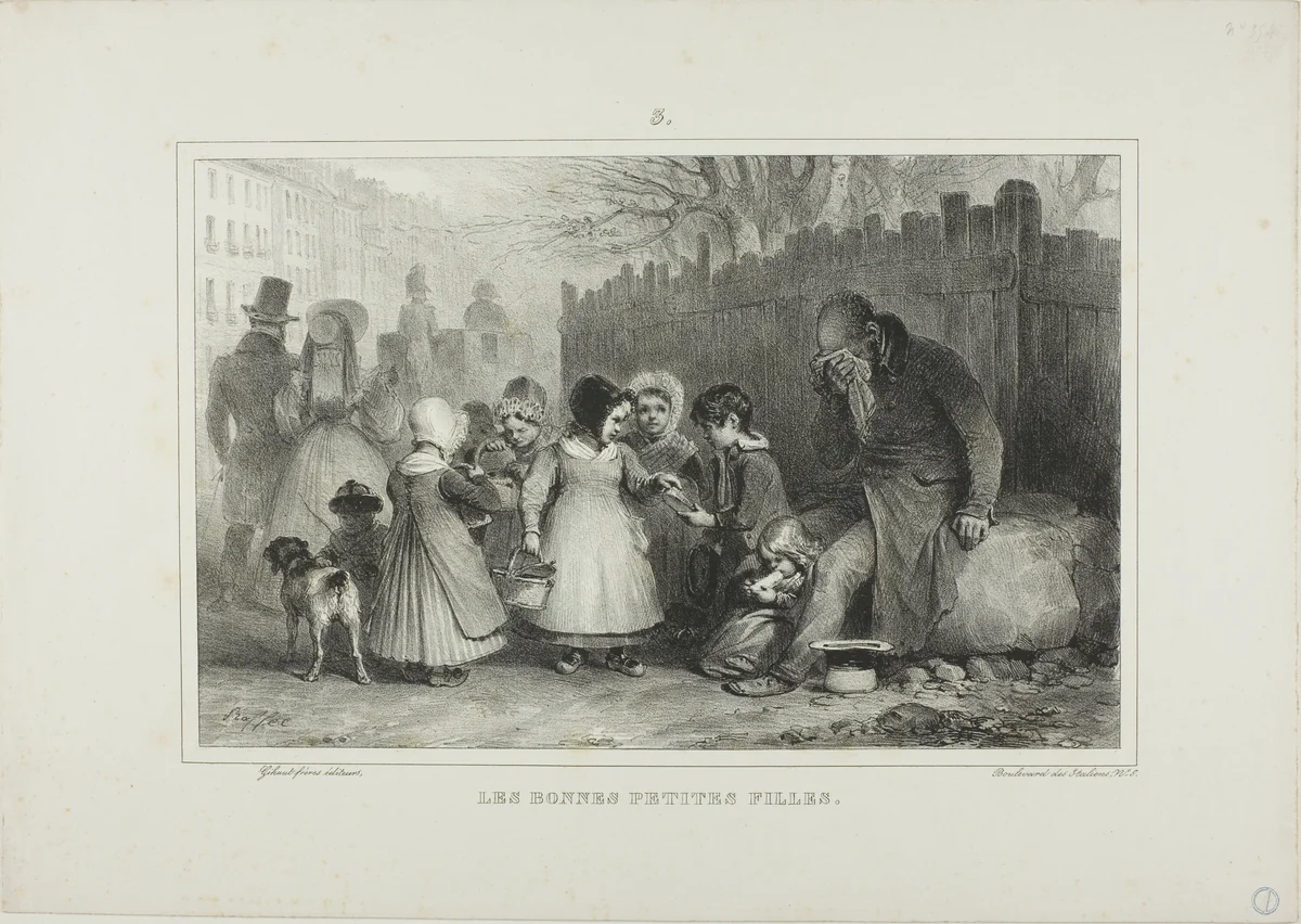 The Good Little Girls by Denis Auguste Marie Raffet, print, 1832