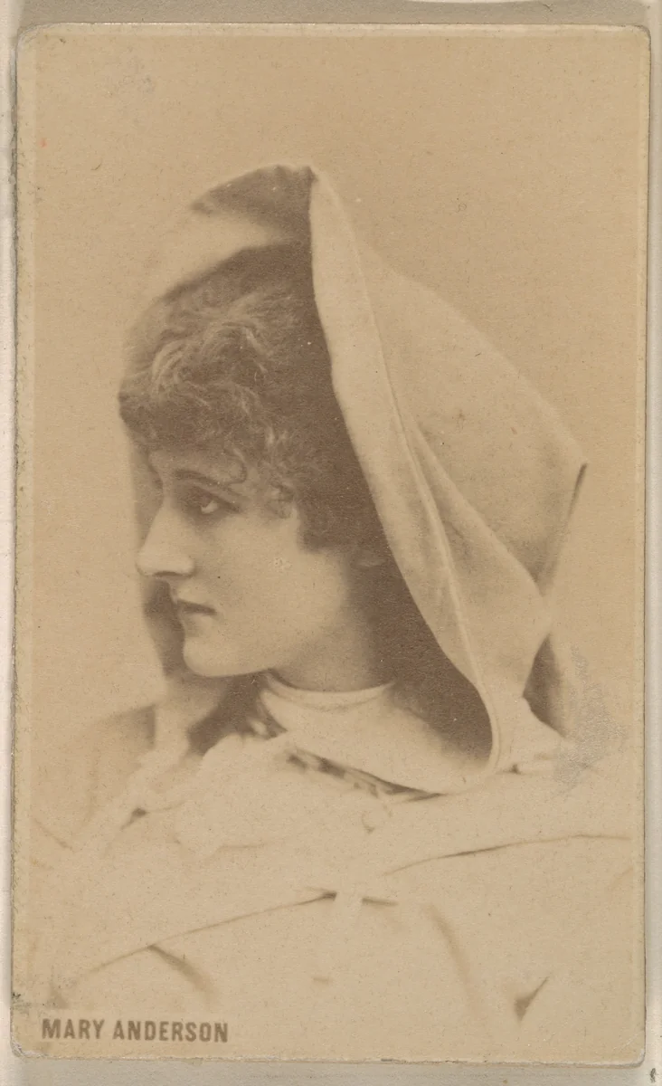 Mary Anderson, from the Actresses series (N246), Type 1, issued by Kinney Brothers to promote Sporting Extra Cigarettes by Kinney Brothers Tobacco Company, photograph, 1888-1892