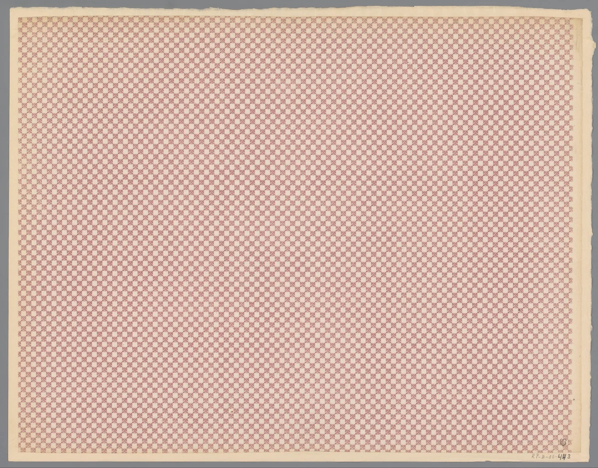 Blad met schaakbordpatroon by anonymous, print, 1800-1900