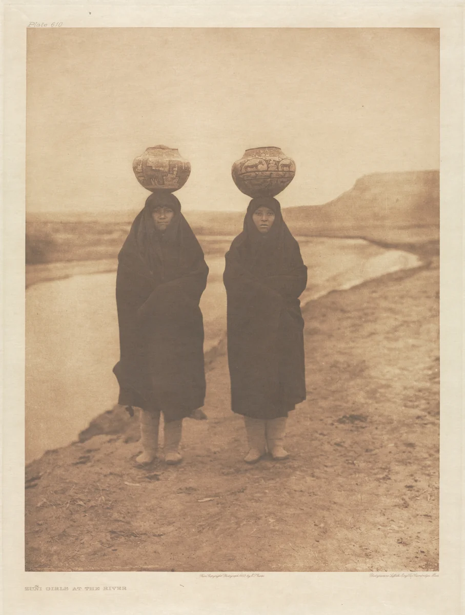 Portfolio XVII, Plate 610: Zuñi Girls at the River by Edward Curtis, other, 1903