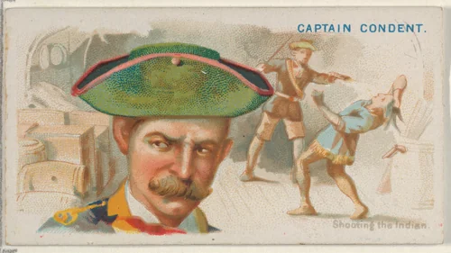 Captain Condent, Shooting the Indian, from the Pirates of the Spanish Main series (N19) for Allen & Ginter Cigarettes by Allen & Ginter, print, 1886-1891
