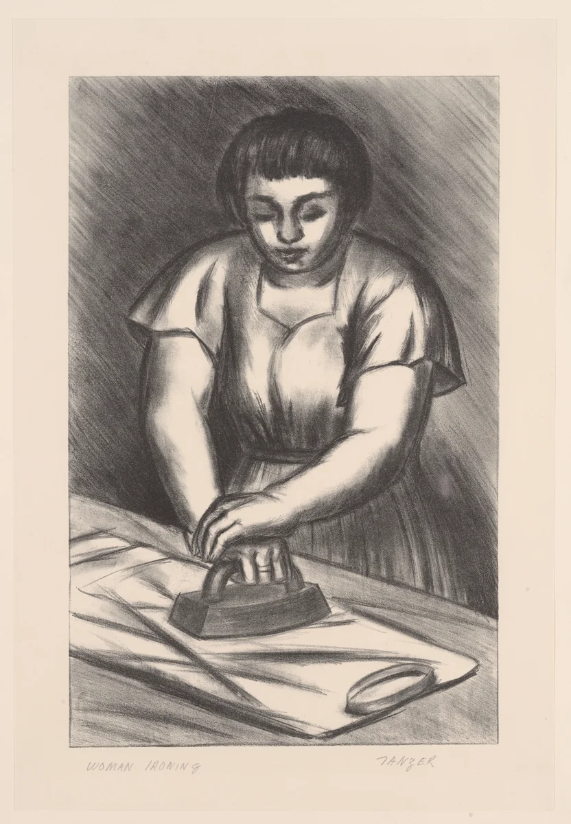 Woman Ironing by Julius Tanzer, print, 1935-1943