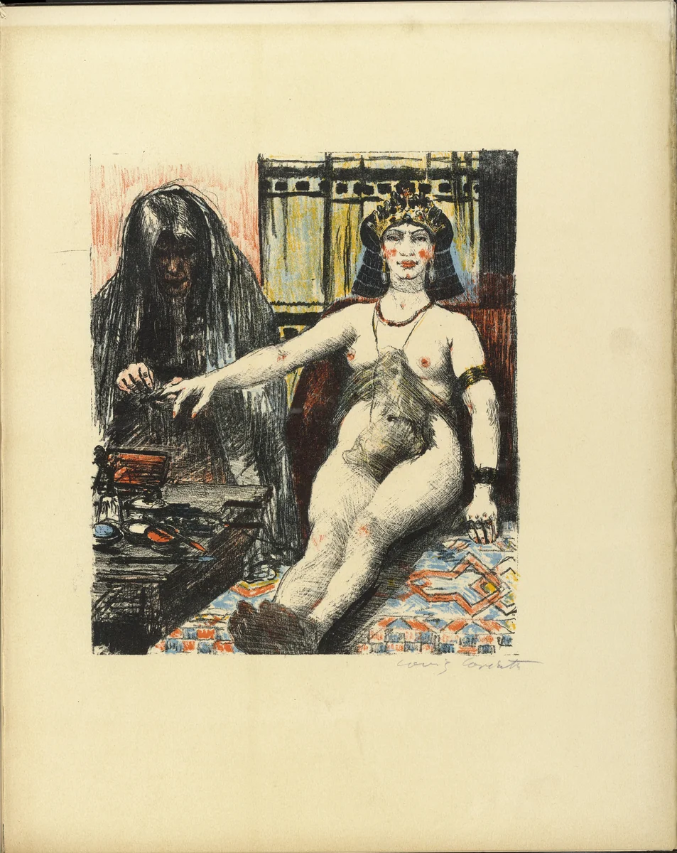 Judith Being Dressed by Her Maid (Judith lässt sich von der Magd schmücken) (plate, folio 19) from Das Buch Judith (The Book of Judith) by Lovis Corinth, illustrated book, 1910