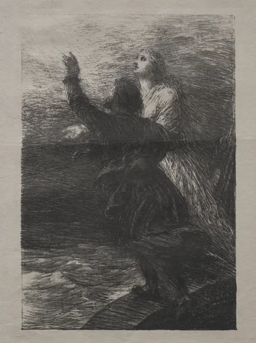 The Flying Dutchman: Act III, The Ecstasy of Senta and the Dutchman by Henri Fantin-Latour, print, 1886