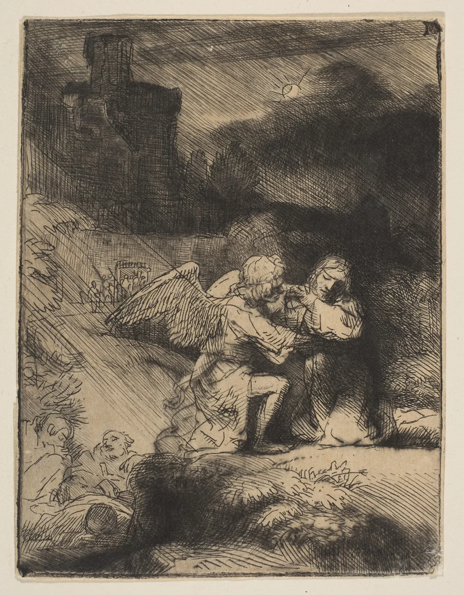 The Agony in the Garden by Rembrandt van Rijn, print, 1647-1657