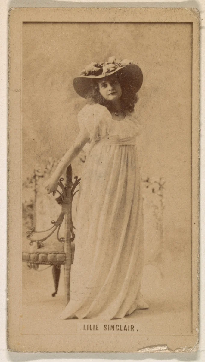 Lilie Sinclair, from the Actresses series (N245) issued by Kinney Brothers to promote Sweet Caporal Cigarettes by Kinney Brothers Tobacco Company, photograph, 1890