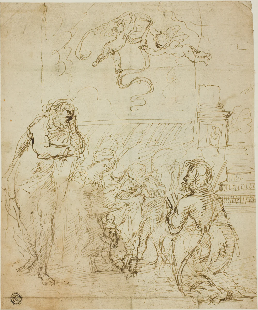 Nativity by Pompeo Ghitti, drawing, 1651-1703