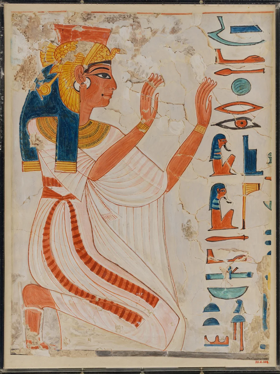 Queen Nefertari Kneeling in Adoration, Tomb of Nefertari by Nina de Garis Davies, artwork, -1279--1213