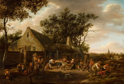 Peasants Dancing at an Inn by Jan Steen, painting, 1646