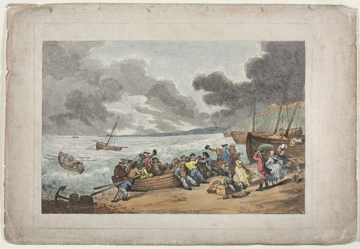 Embarking from Brighthelmstone to Dieppe by Thomas Rowlandson, print, 1787