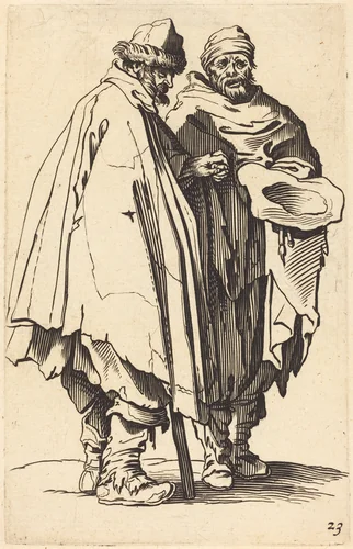 Blind Beggar and Companion by Jacques Callot, print, 1622-1699