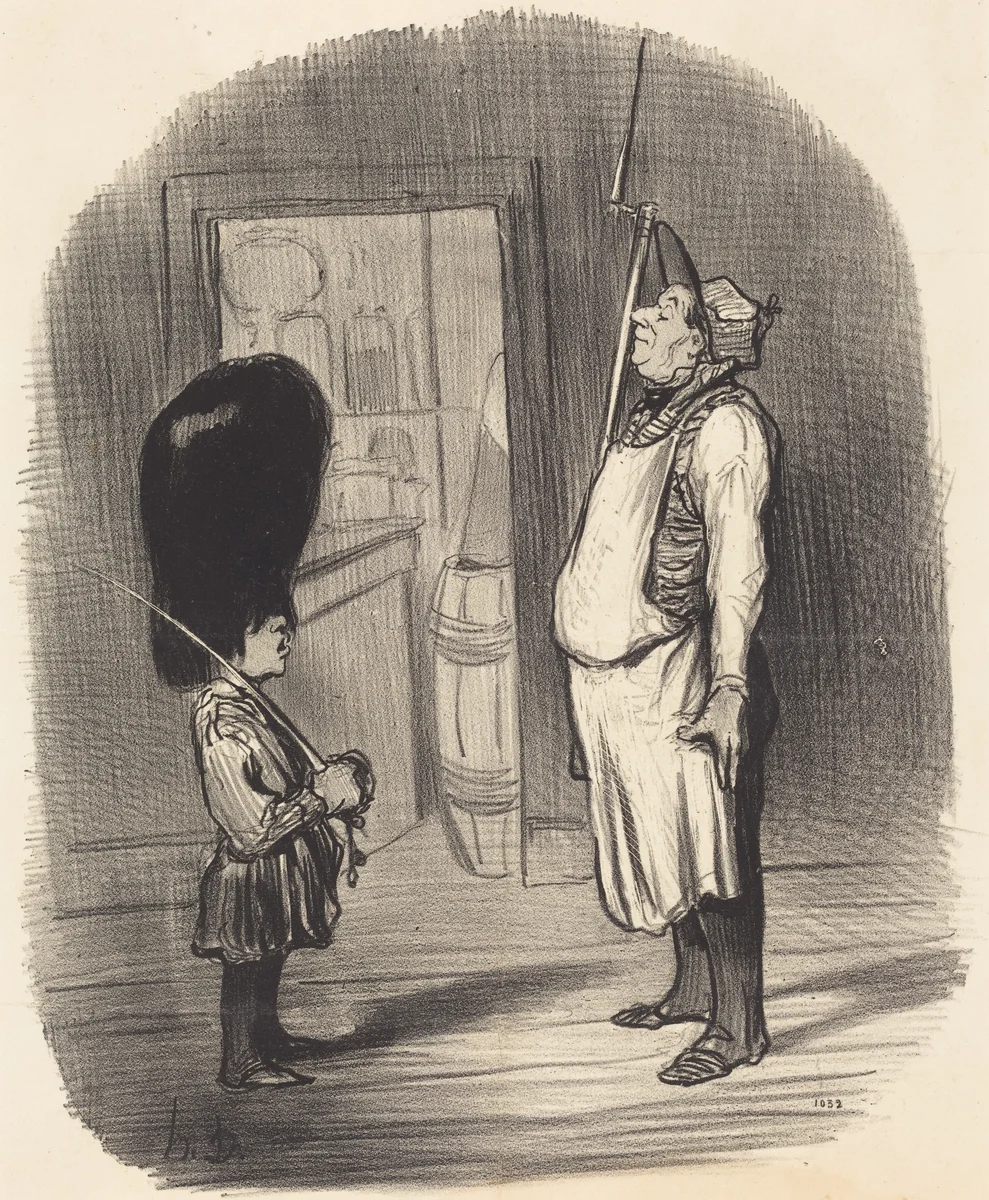 Une Famille chez qui réside l'instinct guerrier by Honoré Daumier, print, 1847