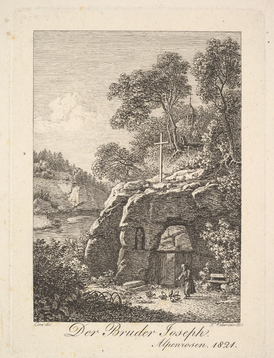 Brother Joseph in the Alps by Johann Christoph Erhard, print, 1820