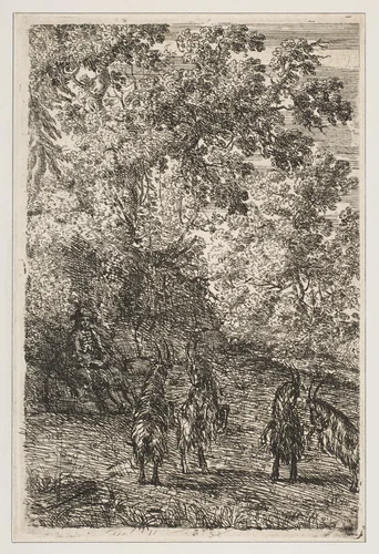 Four Goats (Left Section of The Goats) by Claude Lorrain, print, 1625-1638