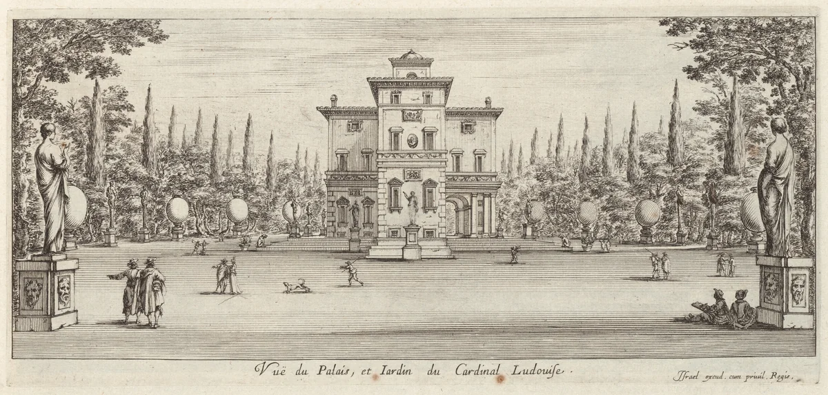 Vuë du Palais et Jardin du Cardinal Ludovise by Israël Silvestre, print, 1640-1660