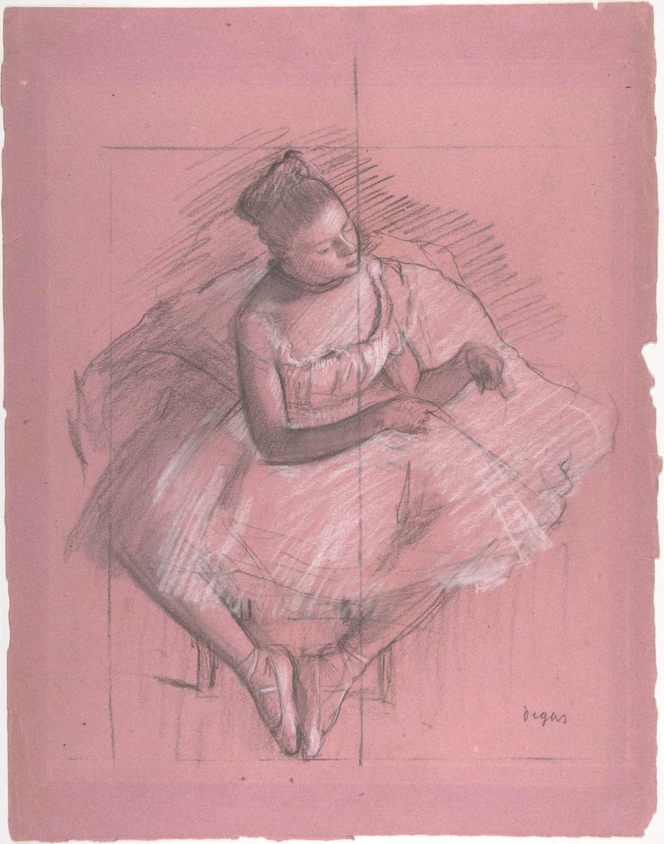 Seated Dancer by Edgar Degas, drawing, 1873-1874