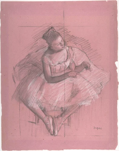 Seated Dancer by Edgar Degas, drawing, 1873-1874