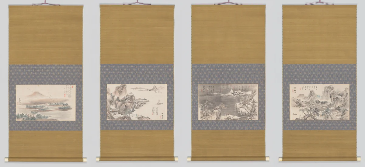 Four Motifs from the Eight Views of Xiao-Xiang by Tani Bunchō (谷文晁), painting, 1788