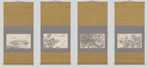 Four Motifs from the Eight Views of Xiao-Xiang by Tani Bunchō (谷文晁), painting, 1788