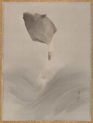 Jumping fish by Watanabe Seitei (渡辺省亭), painting, 1877-1897
