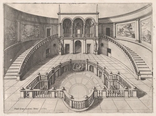 The Great Hall within the Farnese Palace, from "Speculum Romanae Magnificentiae" by anonymous, print, 1577-1584