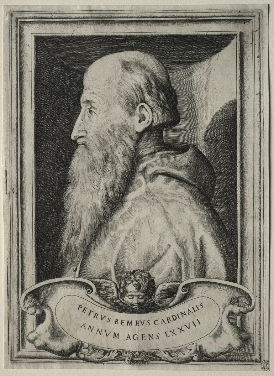Portrait of Cardinal Pietro Bembo by Giulio Bonasone, print, 1547