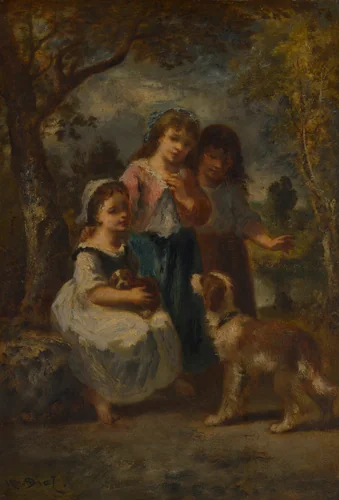 Three Little Girls by Narcisse Virgile Diaz de la Peña, painting, 1865-1875