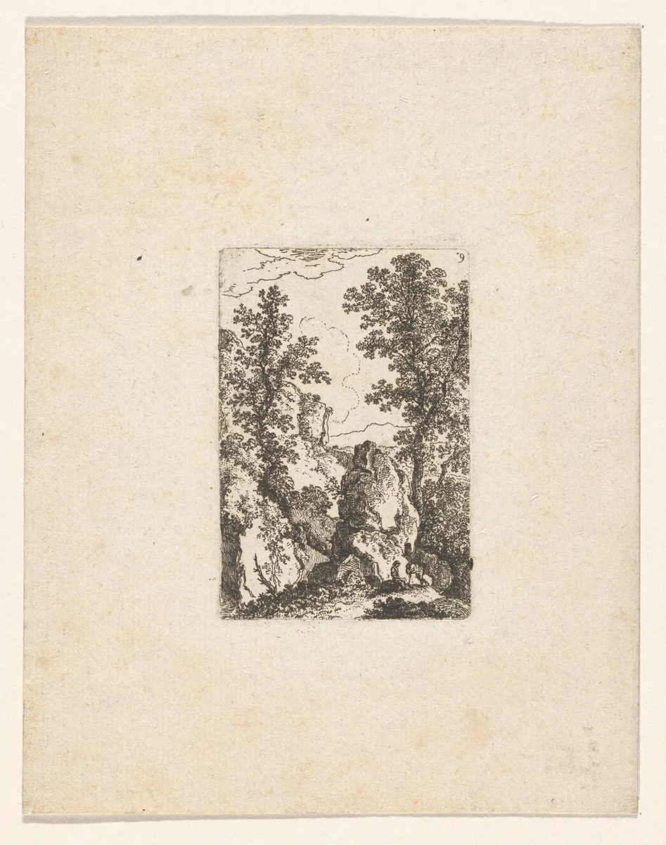 Landschap met rotsen by anonymous, print, 1600-1700