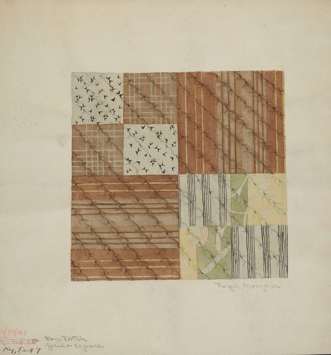Patchwork Quilt Squares (4) by Ralph N. Morgan, index of american design, 1941