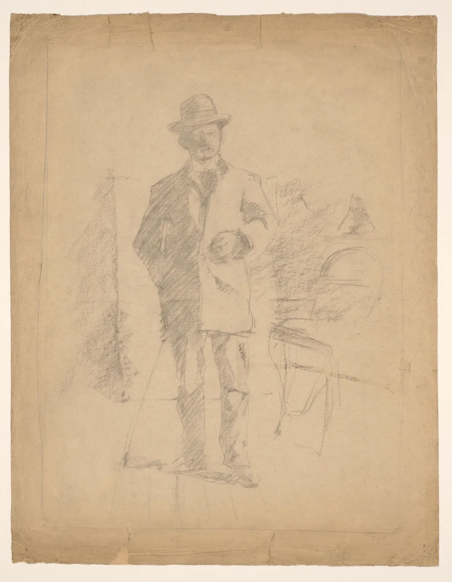 Staande man van voren gezien by Willem Witsen, drawing, 1870-1923