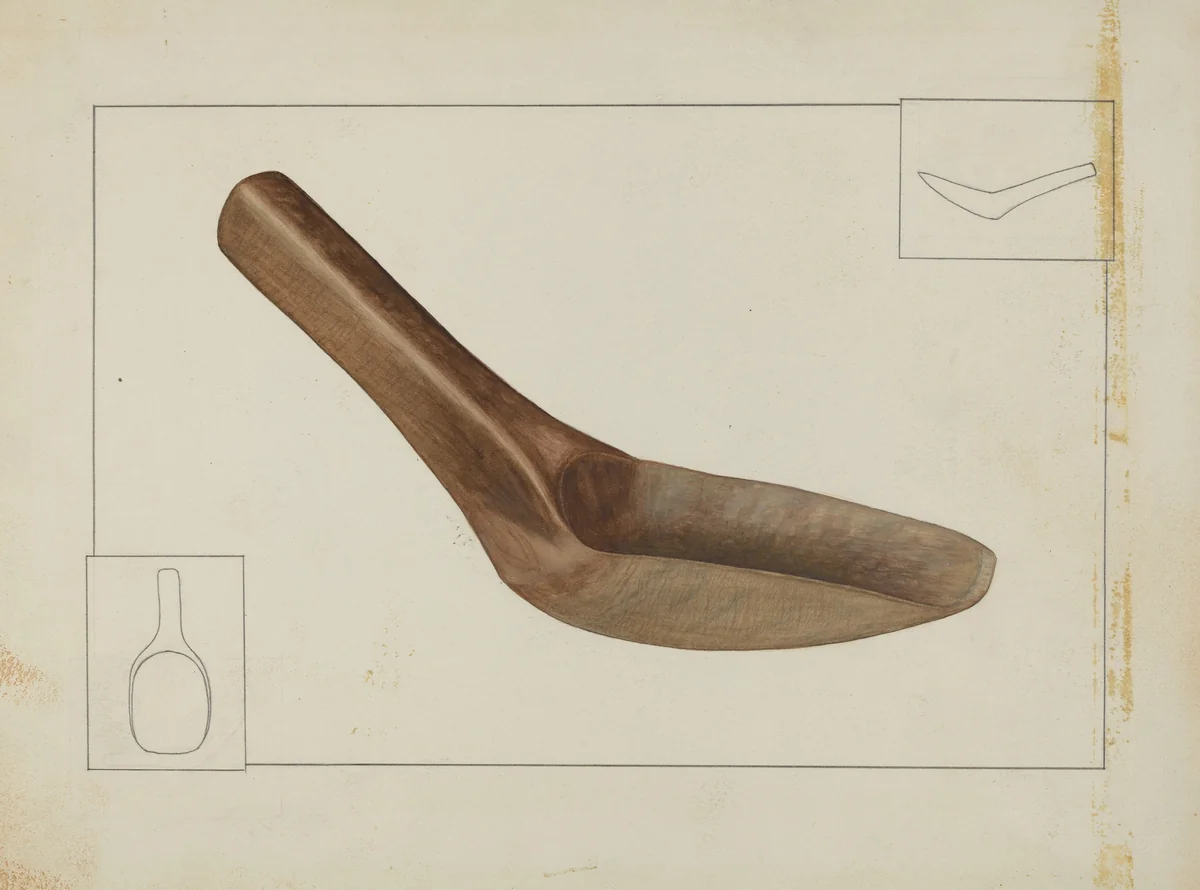Square Wooden Spoon by Wilbur M Rice, index of american design, 1937
