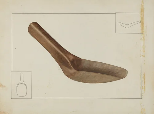 Square Wooden Spoon by Wilbur M Rice, index of american design, 1937