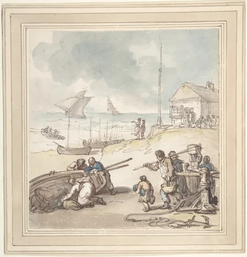 Figures by the Seashore by Thomas Rowlandson, drawing, 1770-1827