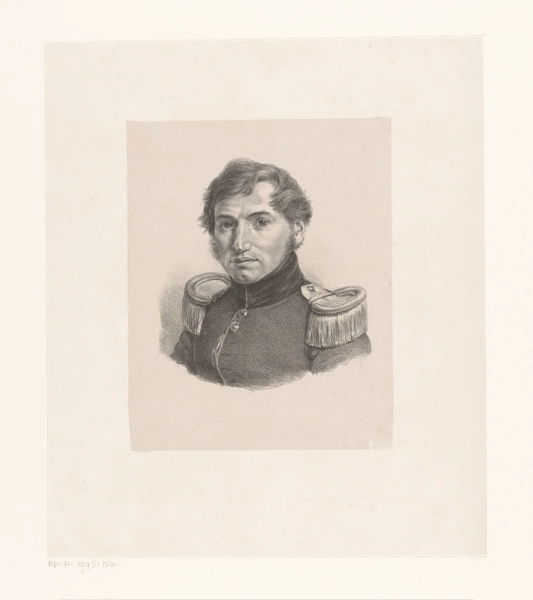 Portret van onbekende militair by Christian Heinrich Gottlieb Steuerwald, print, 1822-1874