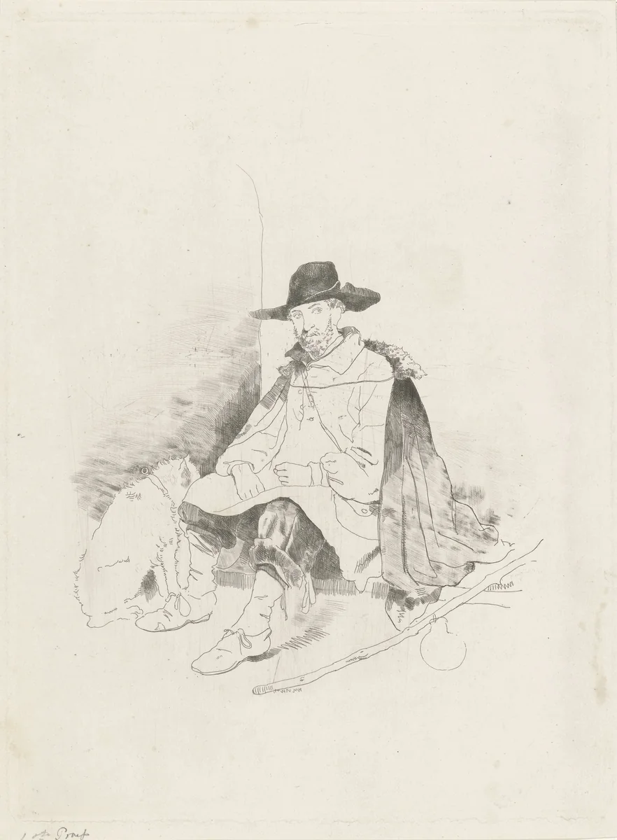 Rustende reiziger by Jacobus Ludovicus Cornet, print, 1851